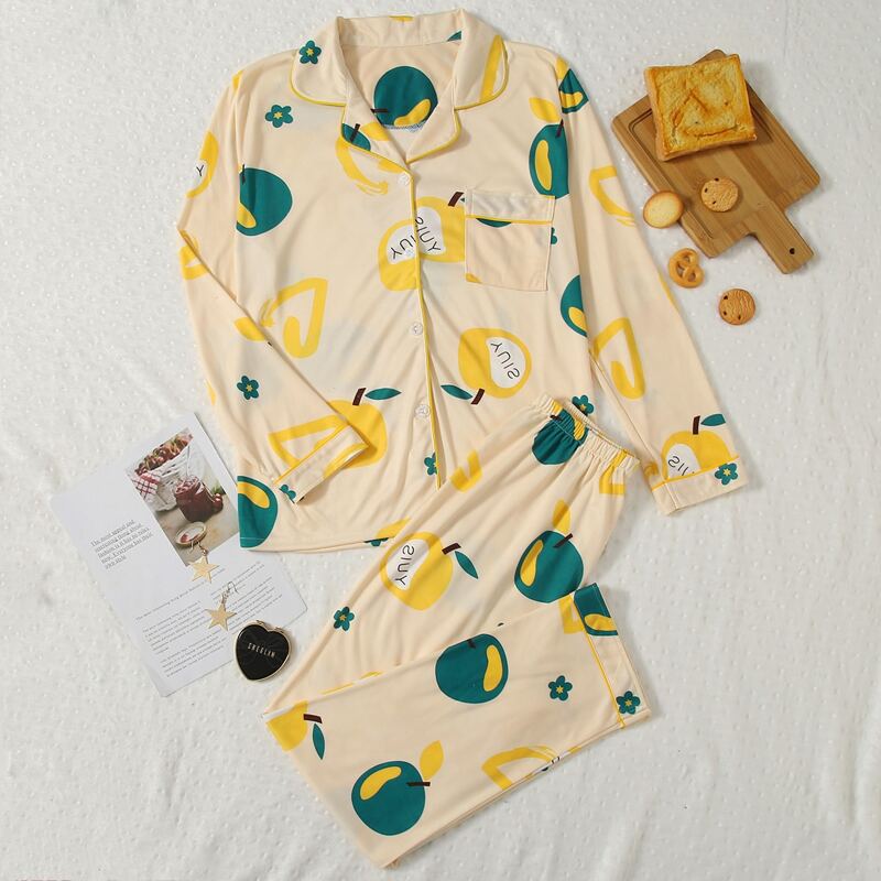 

Allover Cartoon Print PJ Set, Multicolor