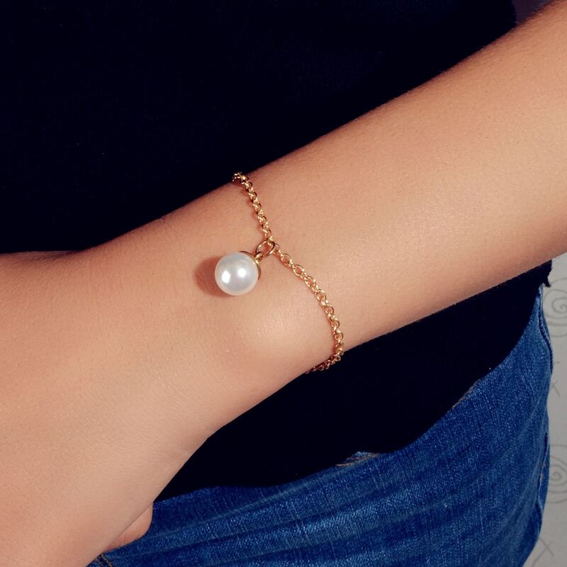 

Faux Pearl Decor Bracelet, Gold