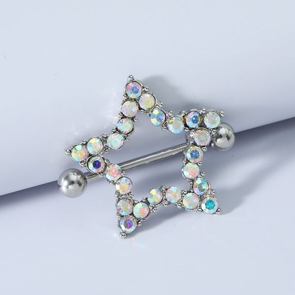 

1pc Rhinestone Decor Nipple Ring, Multicolor