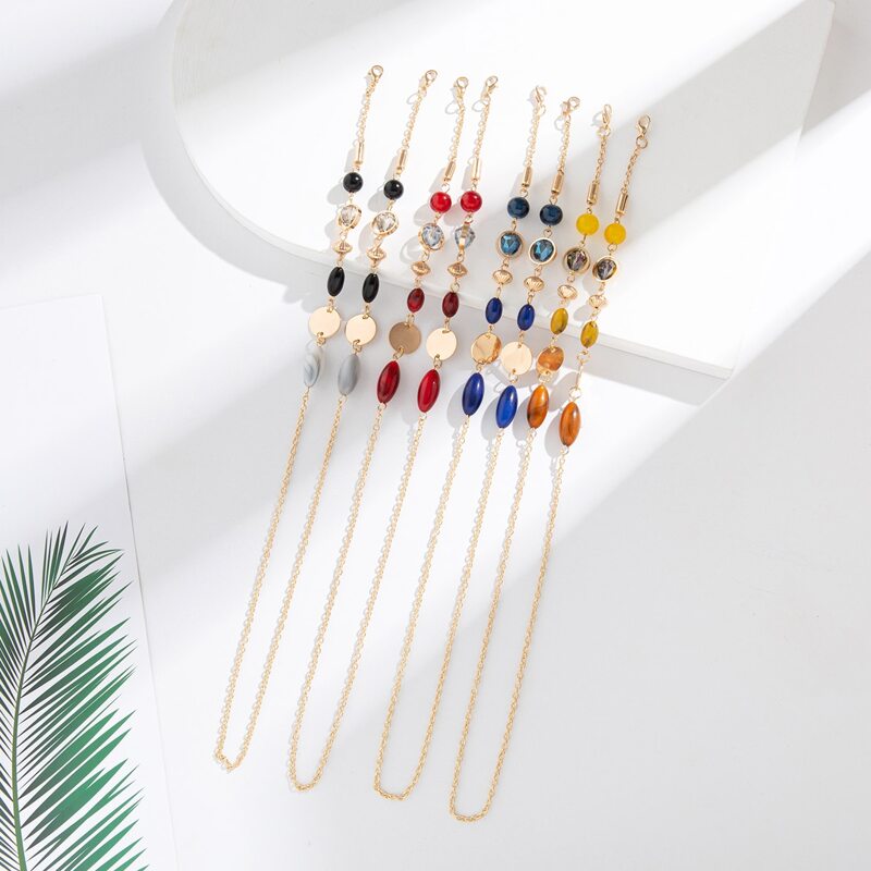 

4pcs Disc Decor Face Mask Chain, Multicolor
