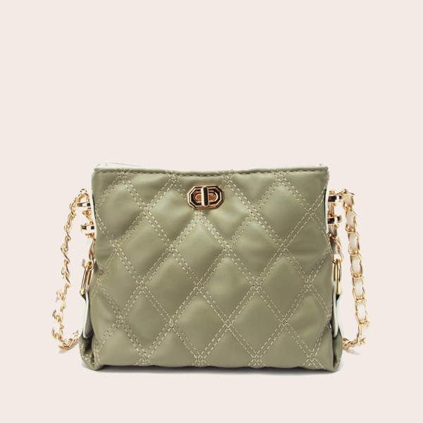 

Quilted Turn-Lock Crossbody Bag, Green