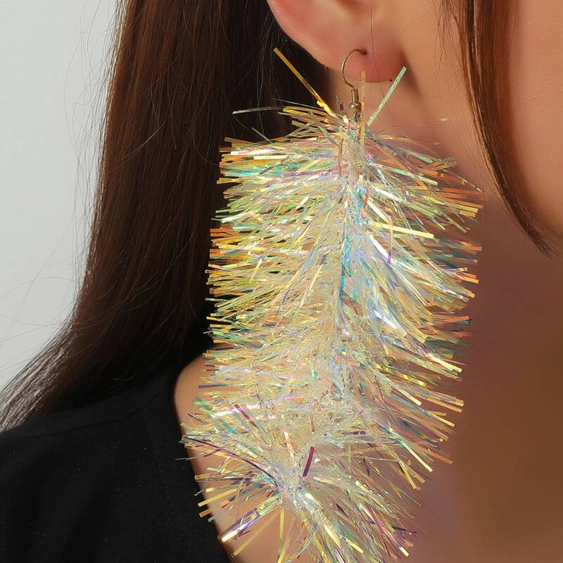 

Christmas Colorful Tassel Drop Earrings, Multicolor
