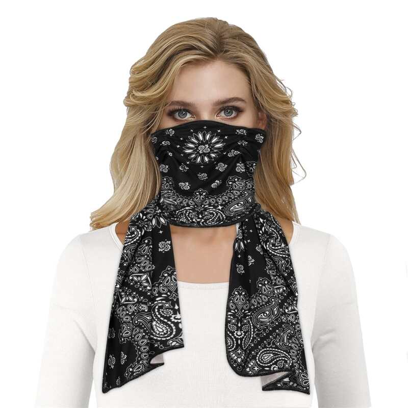 

Paisley Pattern Sun Protection For The Face, Black and white