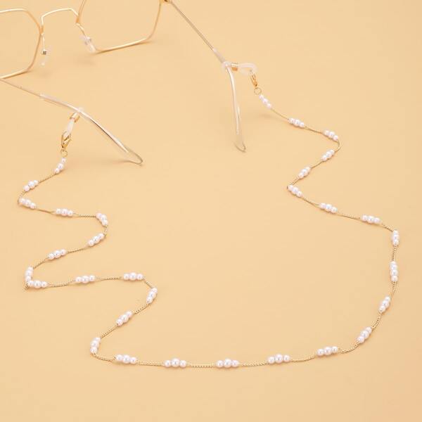 

Faux Pearl Glasses Chain, White