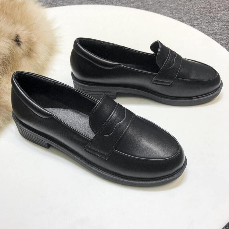 

Solid Flat Loafers, Black