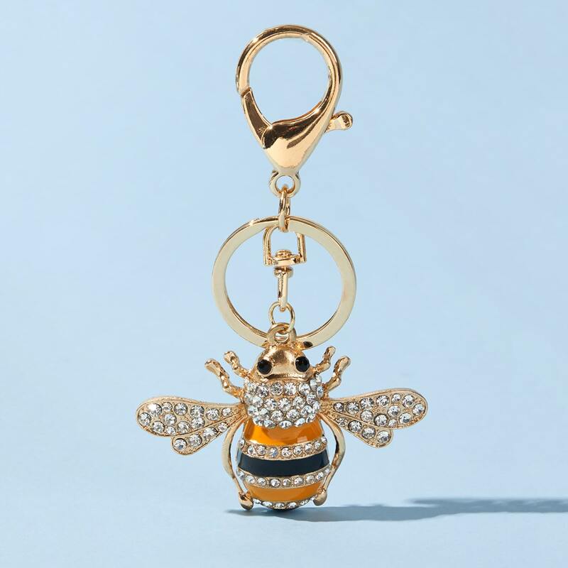 

Rhinestone Bee Keychain, Gold