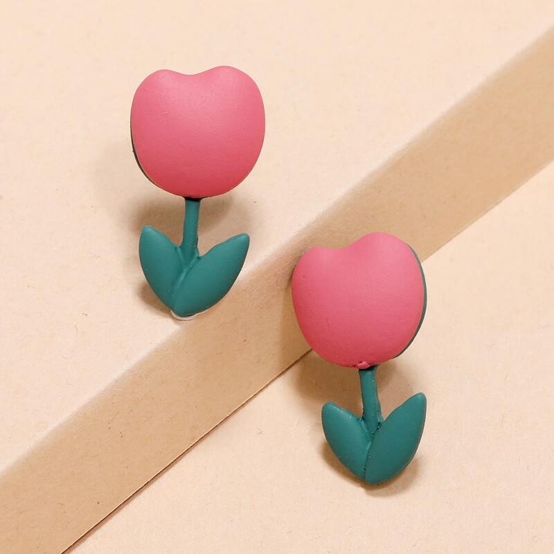 

Flower Shaped Stud Earrings, Pink