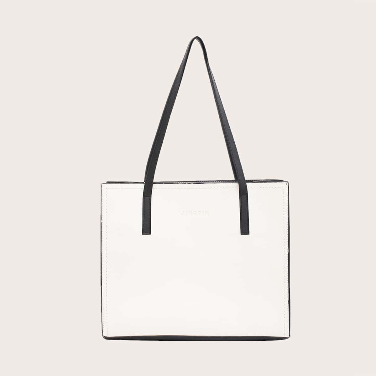 

Colorblock Tote Bag, White