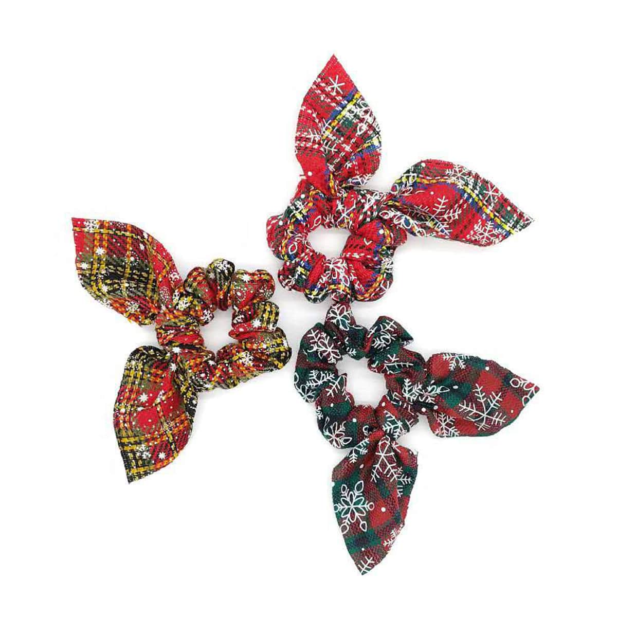 

3pcs Christmas Snowflake Scrunchie, Multicolor
