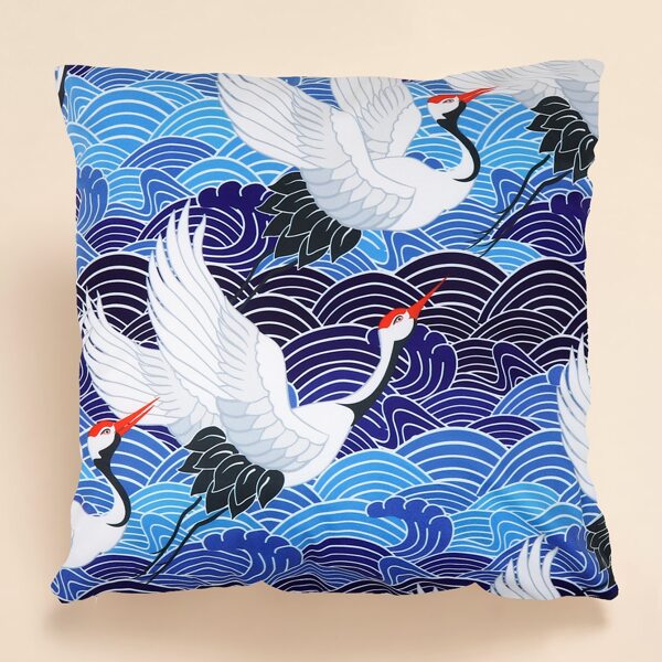 

Crane Print Cushion Cover Without Filler, Multicolor