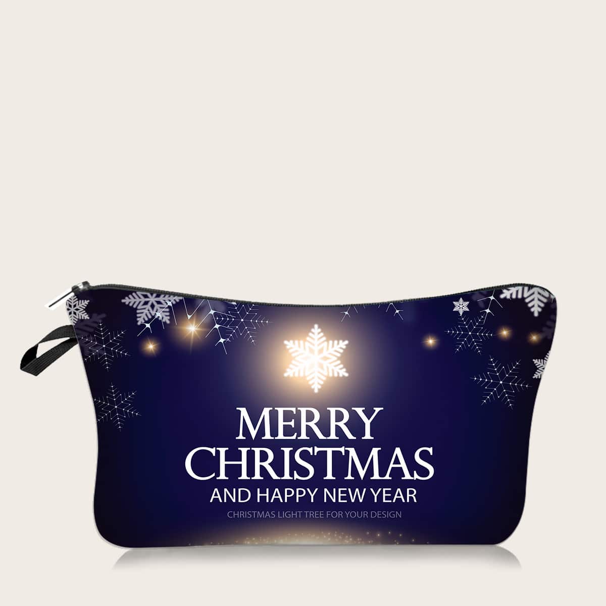 

Christmas Snowflake & Letter Graphic Makeup Bag, Multicolor