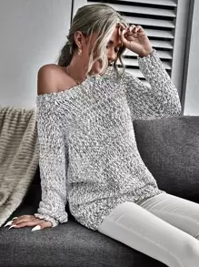 EMERY ROSE 蝴蝶结露背太空染色长款毛衣，长袖针织套头衫，秋冬款 - 黑與白 - 查看 5