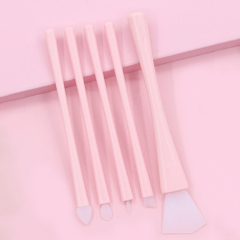 

5pcs Silicone Makeup Brush Set, Pink