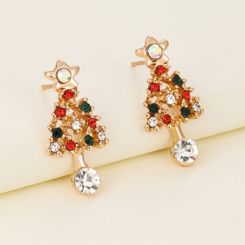 

Christmas Tree Design Stud Earrings, Multicolor