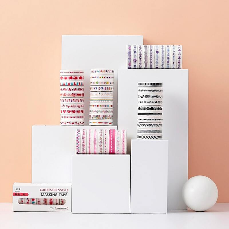 

10rolls Plant Print Random DIY Tape, Multicolor