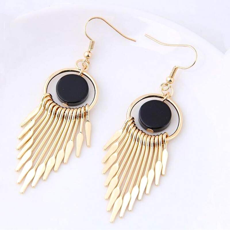 

Geometric Shaped Drop Earrings, Gold