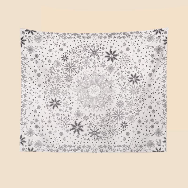 

Flower Print Tapestry, Black and white