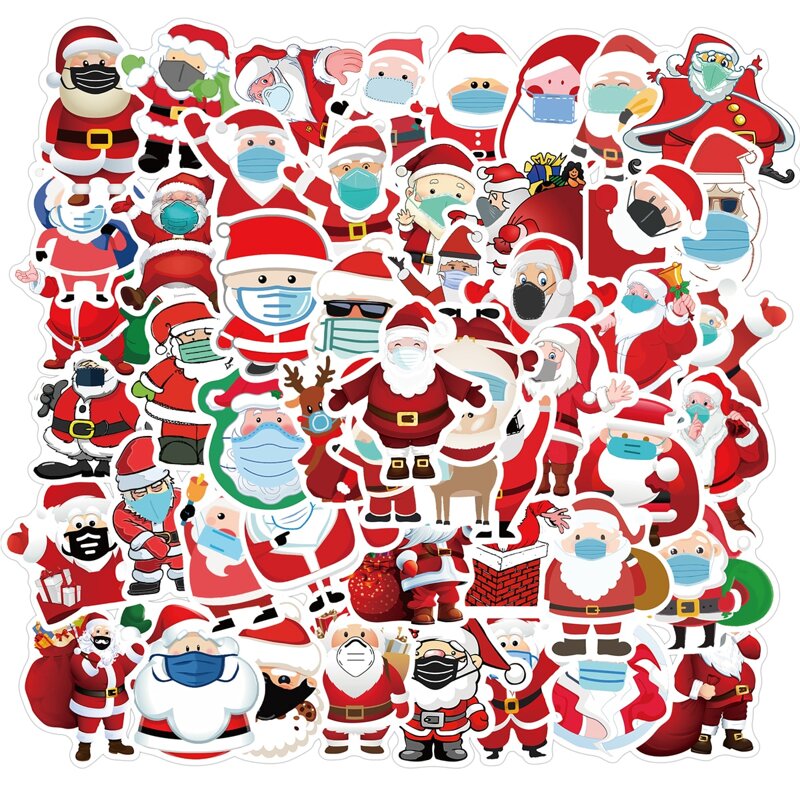 

50pcs Santa Claus Print Sticker, Multicolor