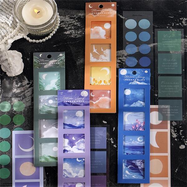 

6pcs Moon Print Random Sticker, Multicolor