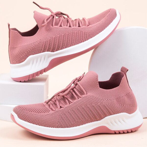 

Lace-up Decor Wide Fit Sneakers, Pink
