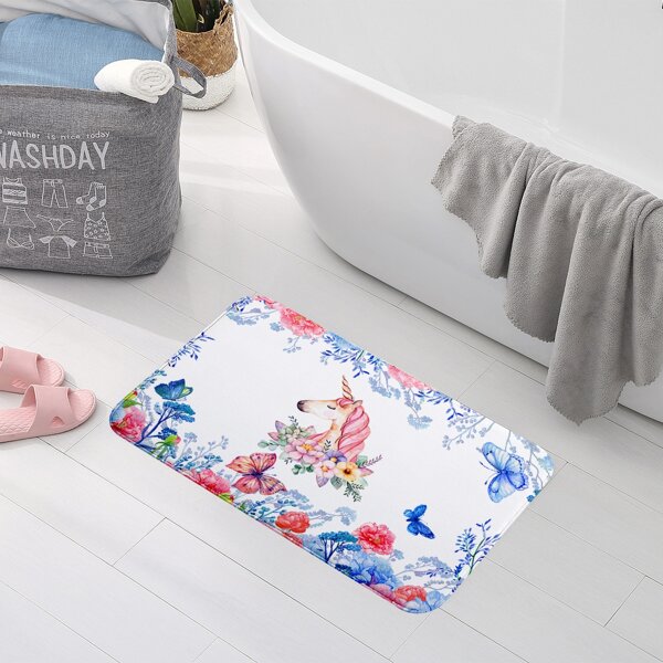 

Unicorn Print Floor Mat, Multicolor