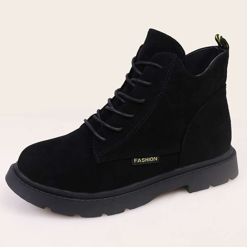 

Lace-up Front Ankle Boots, Black