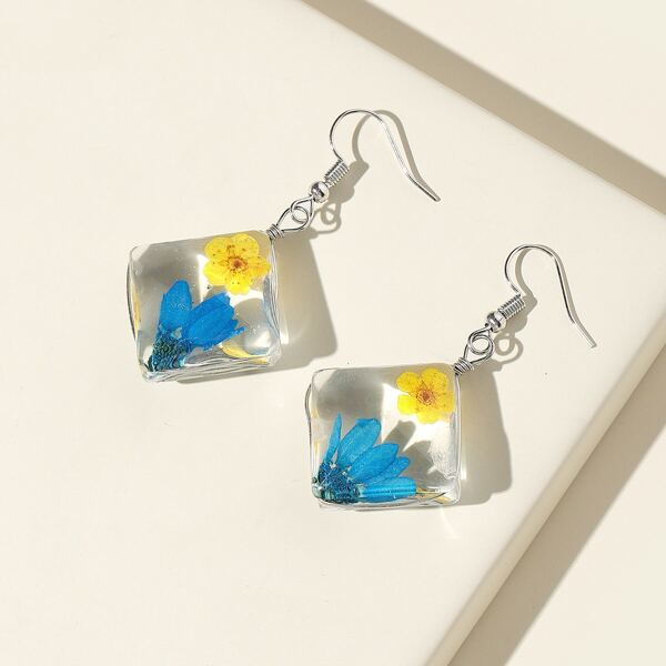

Flower Geo Drop Earrings, Multicolor