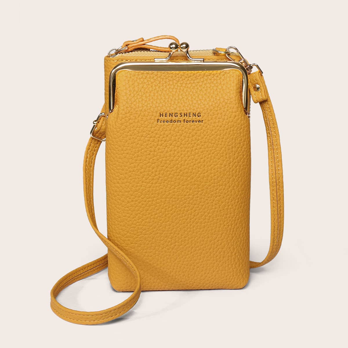 

Kiss Lock Crossbody Phone Bag, Yellow