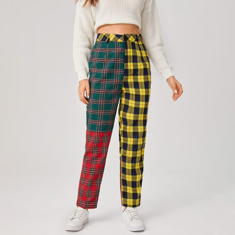 

Tartan Colorblock Pants, Multicolor