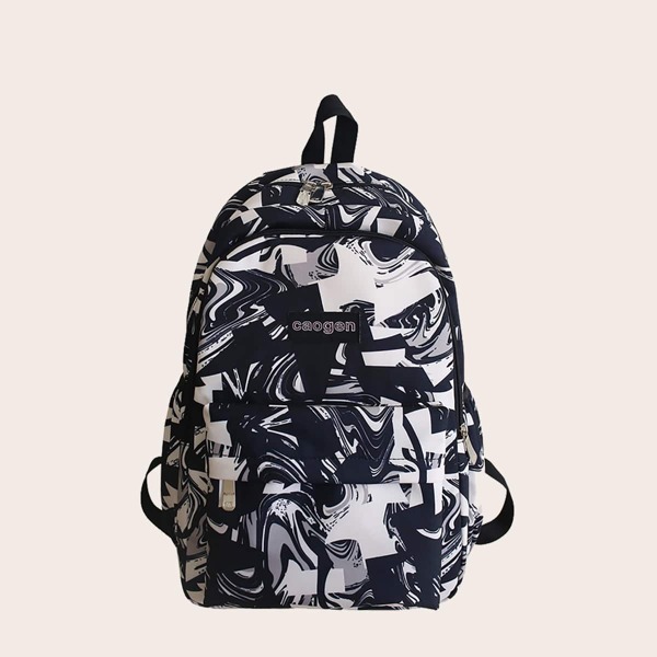

Men Graffiti Print Large Capacity Backpack, Black