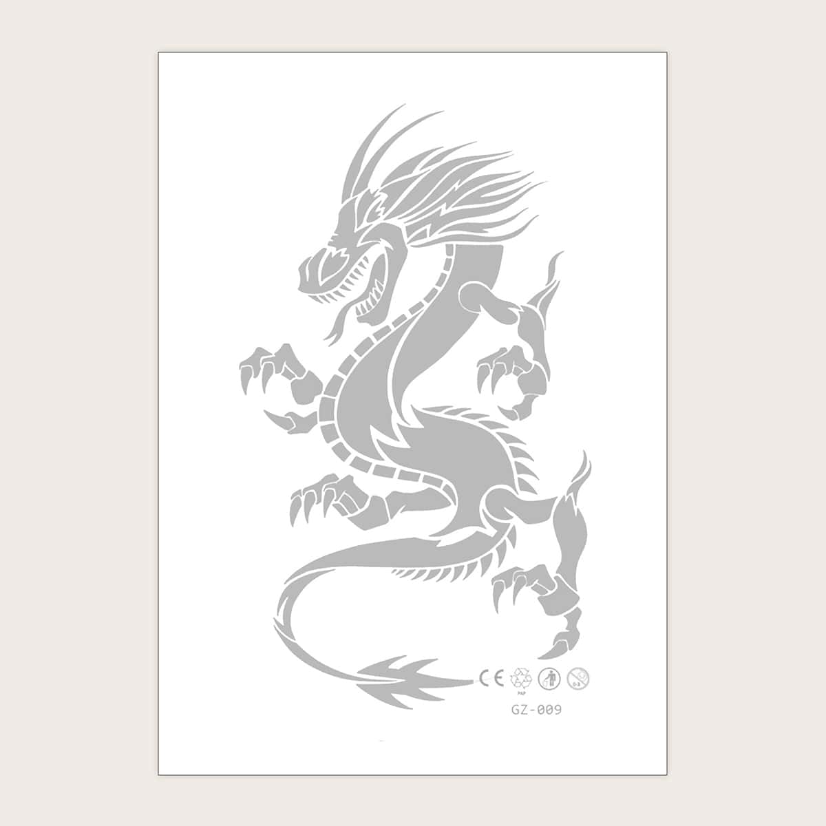 1sheet Chinese Dragon Print Tattoo Sticker, Blue