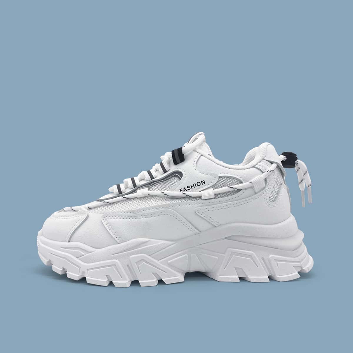 

Wide Fit Mesh Chunky Sneakers, White