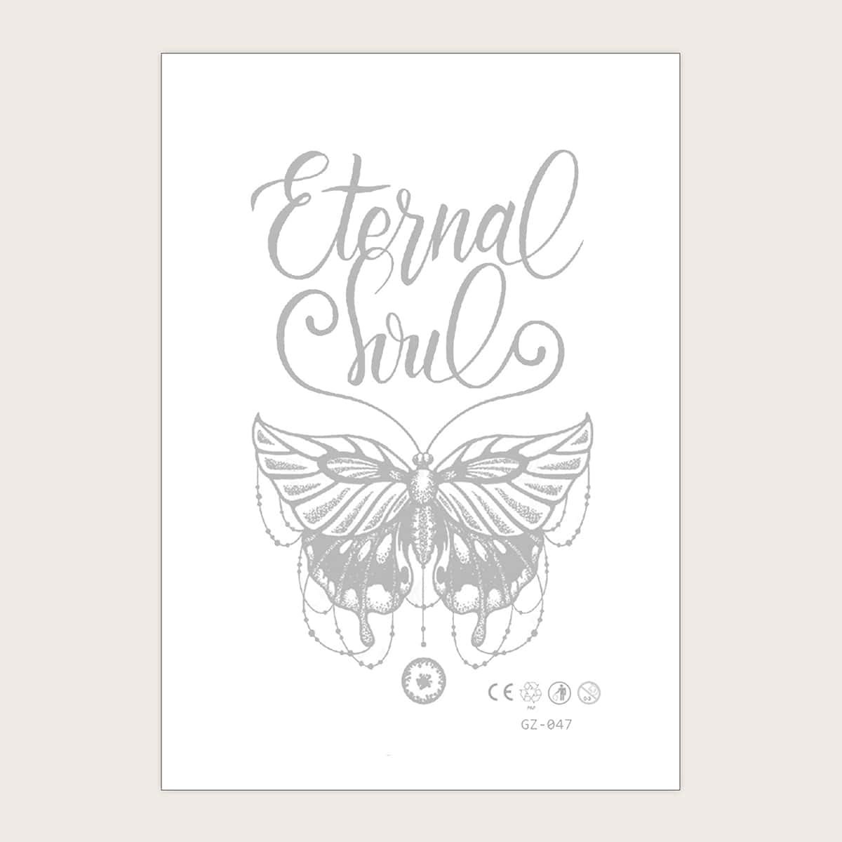 

1sheet Butterfly & Letter Graphic Tattoo Sticker, Blue