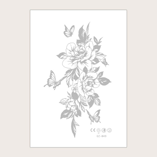 

1sheet Flower Pattern Tattoo Sticker, Blue