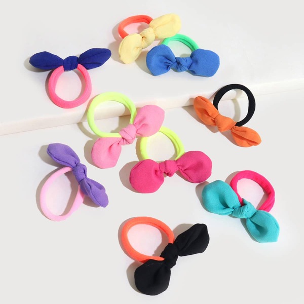 

9pcs Baby Bow Knot Decor Hair Tie, Multicolor
