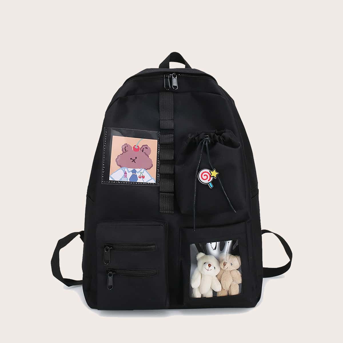 

Guys Cartoon Graphic Backpack, Black