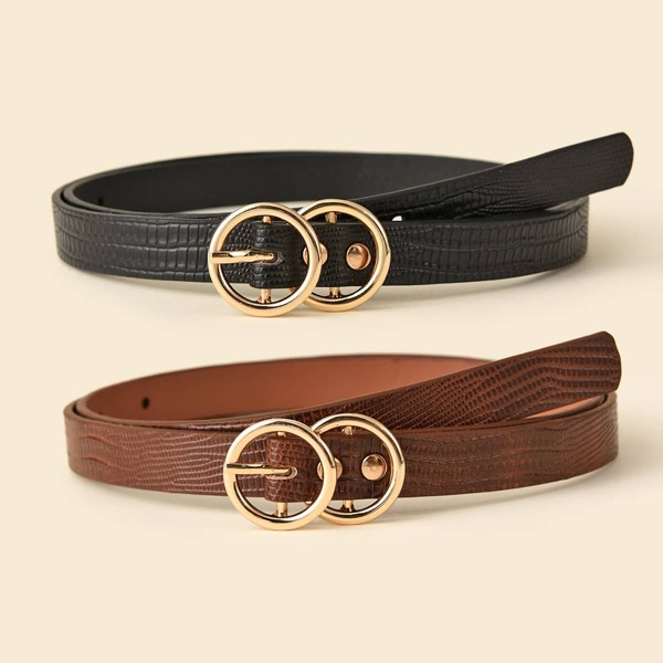 

2pcs Double O-ring Buckle Belt, Multicolor