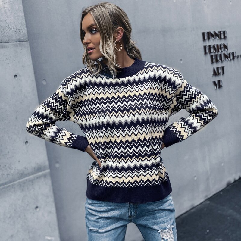 

Wave Stripe Ribbed Knit Sweater, Multicolor