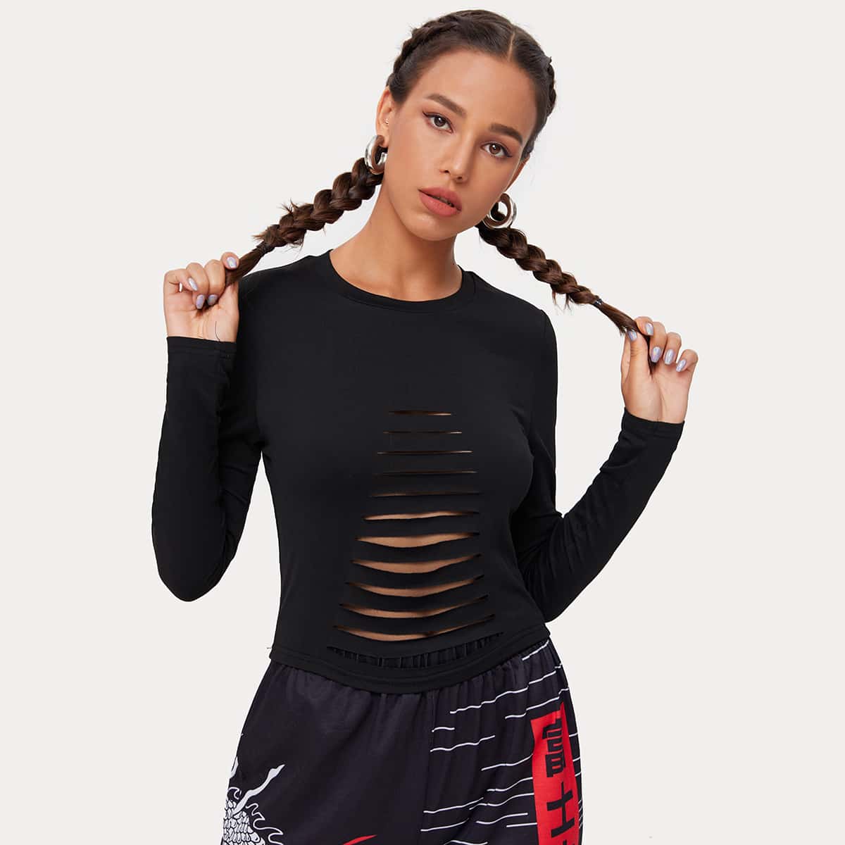

Solid Ripped Tee, Black