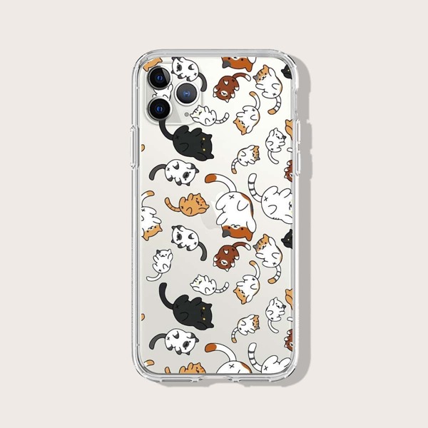 

Cat Cartoon Graphic iPhone Case, Multicolor