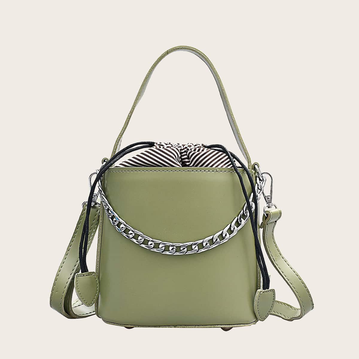 

Drawstring Decor Bucket Bag, Green