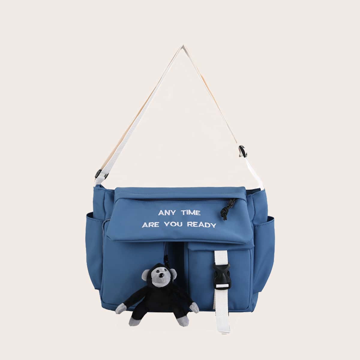 

Guys Letter Graphic Pocket Front Crossbody Bag, Blue