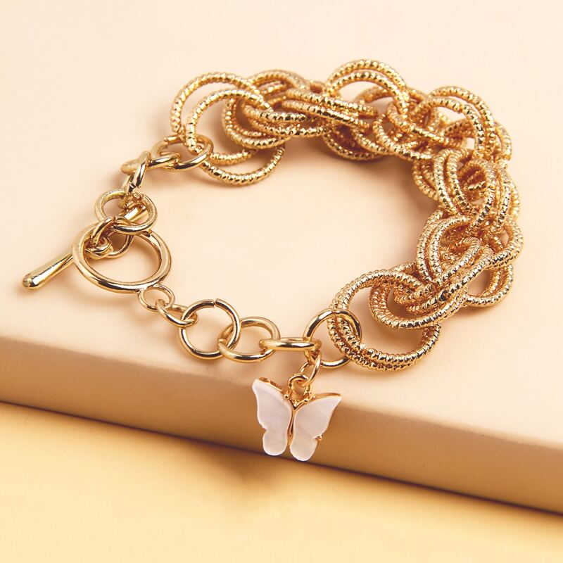 

Butterfly Charm Bracelet, Gold