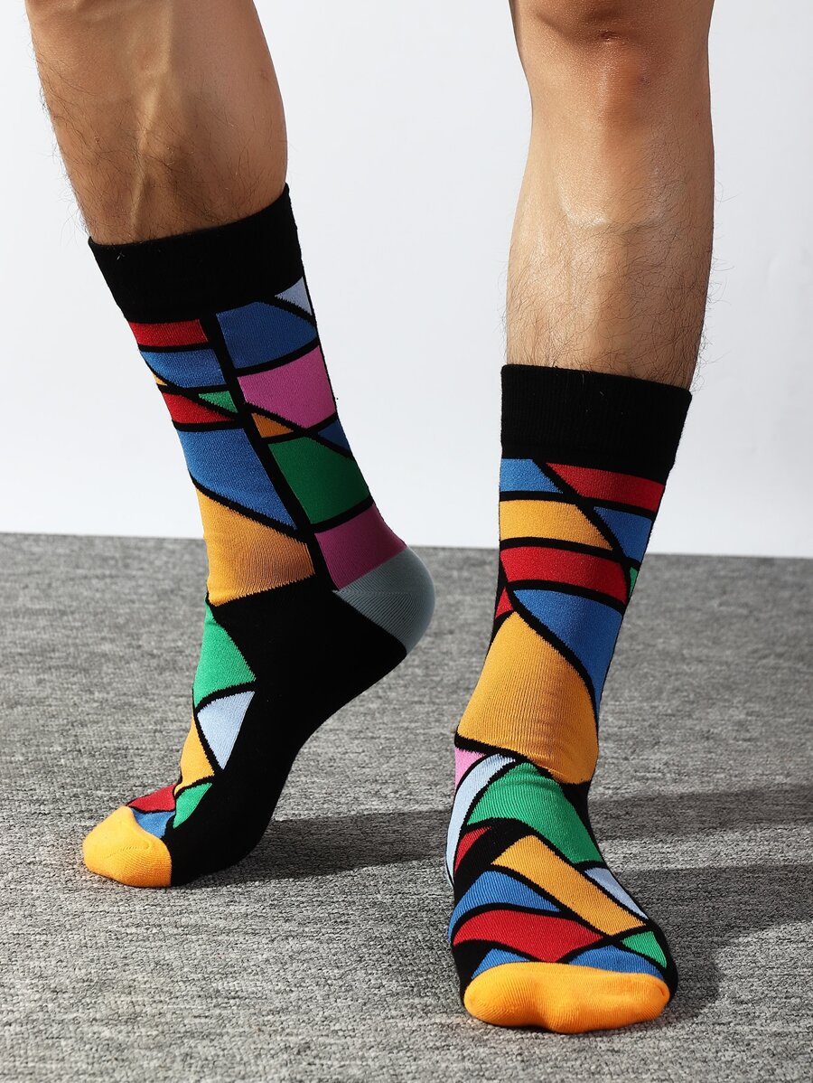 男士拼色襪子 - 彩色 - 查看 1