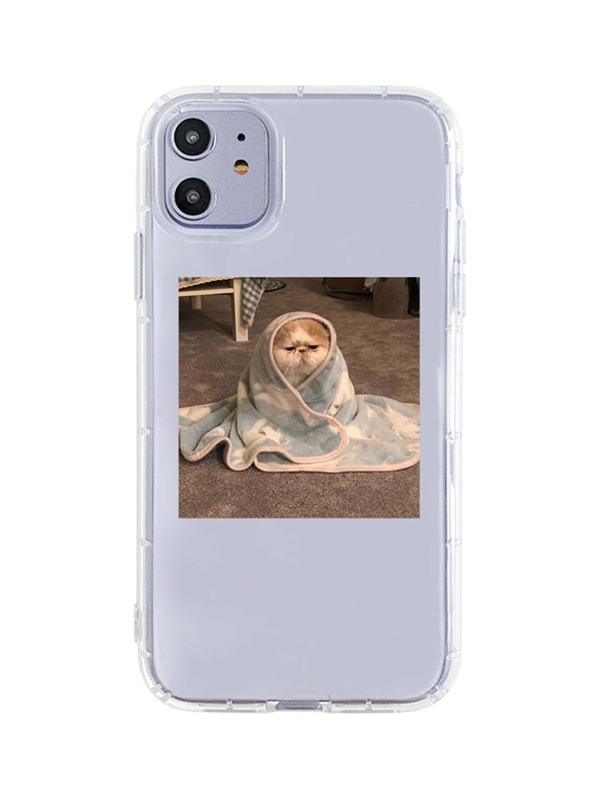 1pc Cat Design Air Cushion Tpu Transparent Phone Case compatible with iphone