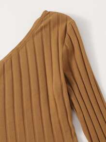 Muchica One Shoulder Rib-knit Crop Top - Camel - View 4