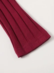 SHEIN EZwear One Shoulder Rib-knit Crop Top - Burgundy - View 3