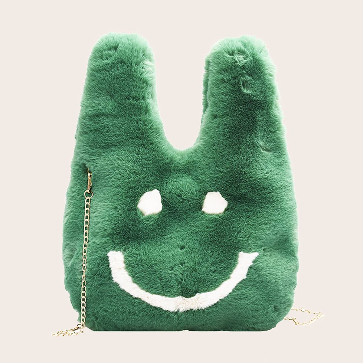 

Cartoon Design Fluffy Tote Bag, Green