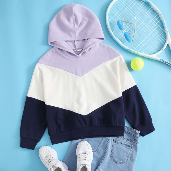 

Girls Colorblock Chevron Hoodie, Multicolor