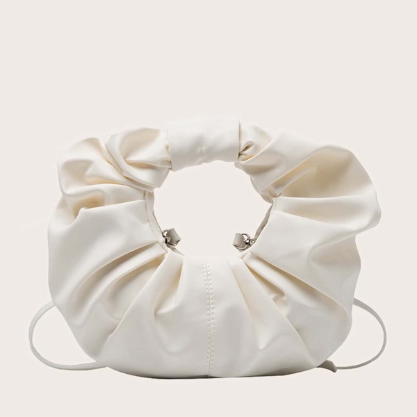 

Ruched Satchel Bag, White